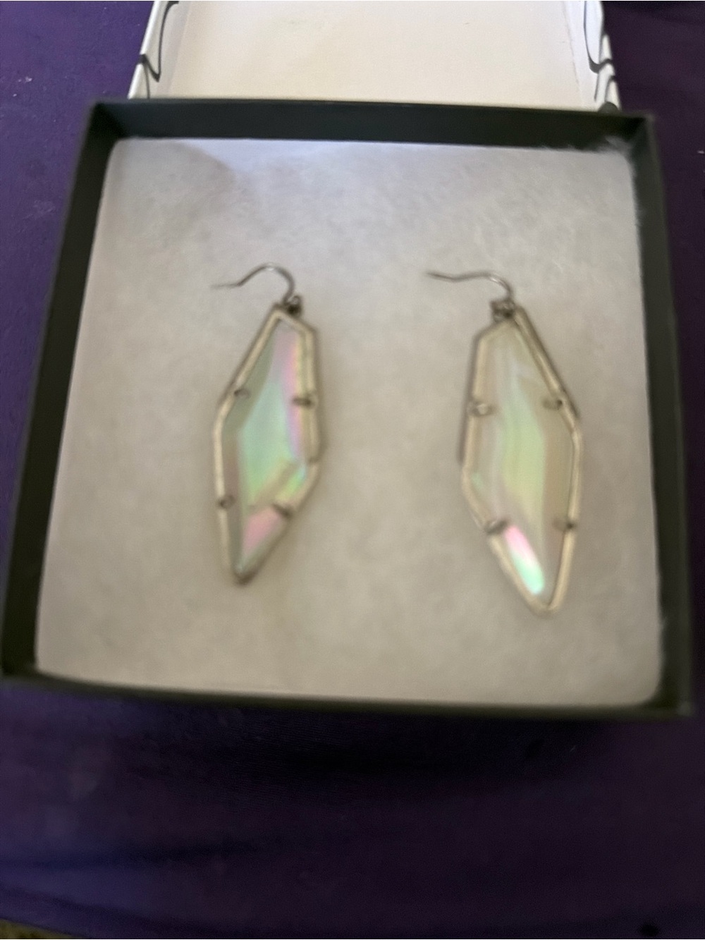 Kendra Scott Iridescent Crystal Drop Earrings in Pink, Green and Blue